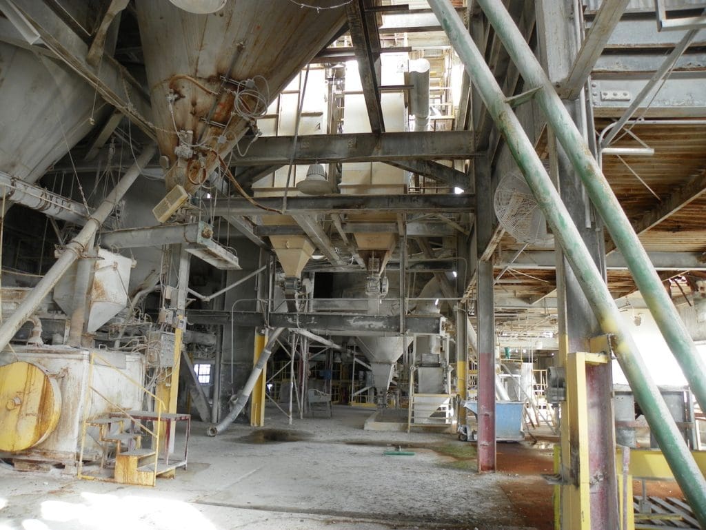 Equipment and ductwork inside an industrial plant