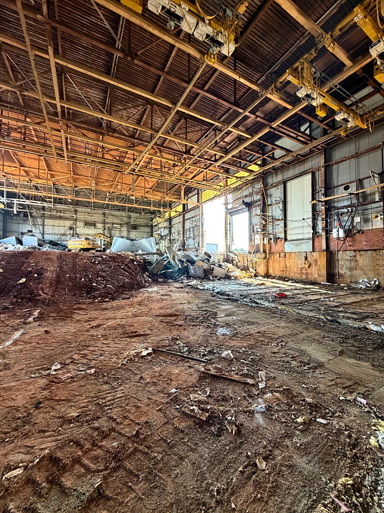 Interior of a cleared hangar after demolition