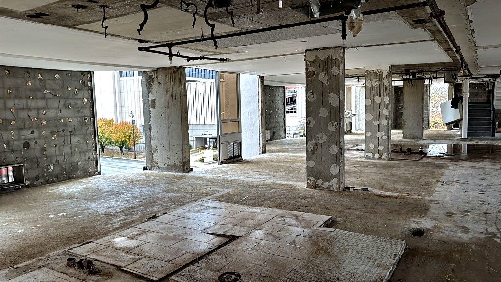 Cleared building interior after selective demolition